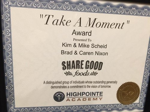 Share Good Foods 1st Take-a-Moment Foundation Honoree